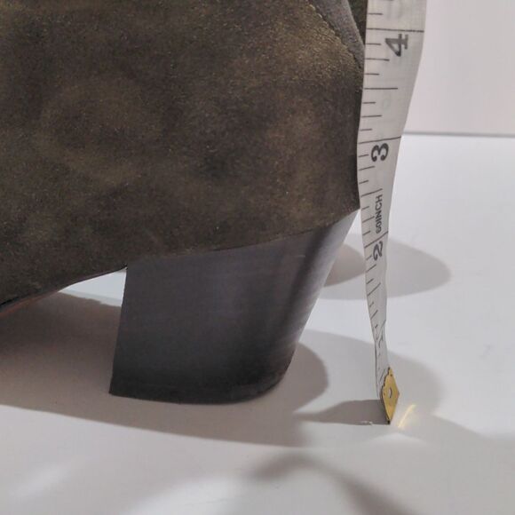 Aquatalia Suede Heeled Booties Olive Green Size 7 Made in Italy - Picture 12 of 12